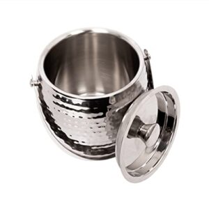Colleta Home Hammered Ice Bucket – Ice Bucket with Tongs – Insulated Ice Bucket with Lid – Double Wall Ice Bucket 2 Quarts