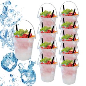 mandurs plastic cocktail buckets for drinks, 32oz reusable ice bucket smoothie bucket for parties cocktail bar beer, 1liter large ice buckets for parties, anything but a cup party ideas (10 pcs)