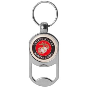 mitchell proffitt us marine corps crest dog tag bottle opener military keychain 1-1/8 inch by 2 inches
