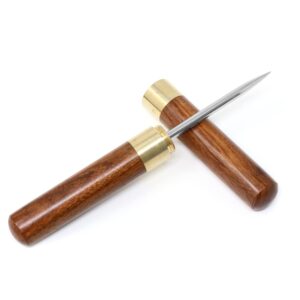 yueton portable stainless steel ice pick with wooden handle and sheath safety cover, for bars restaurants home camping