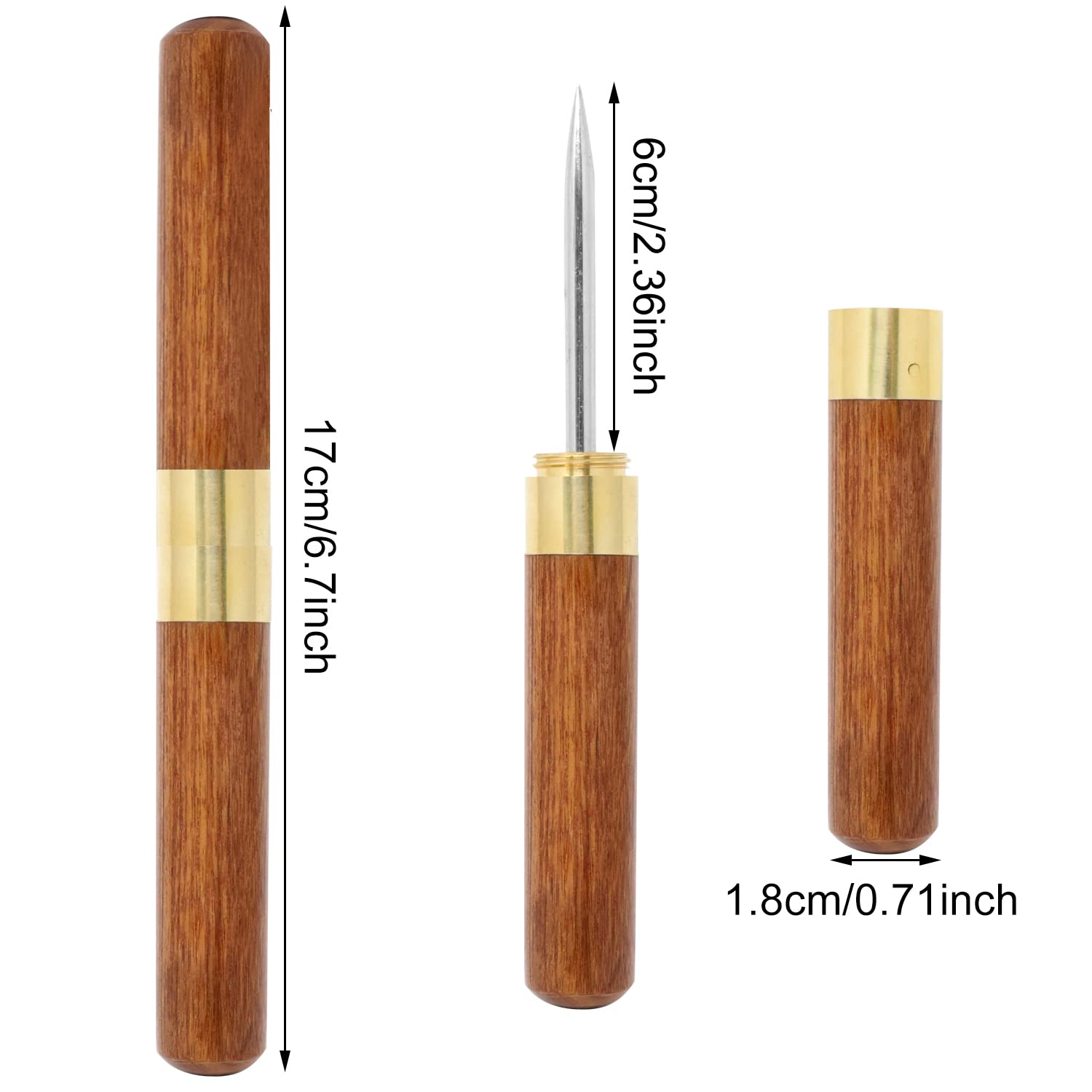 yueton Portable Stainless Steel Ice Pick with Wooden Handle and Sheath Safety Cover, for Bars Restaurants Home Camping