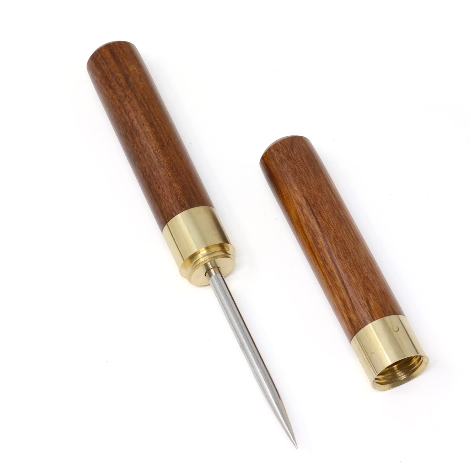yueton Portable Stainless Steel Ice Pick with Wooden Handle and Sheath Safety Cover, for Bars Restaurants Home Camping