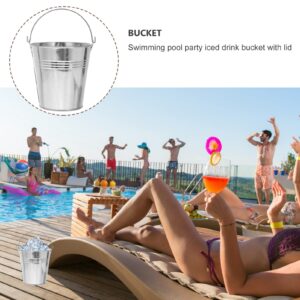 ULTECHNOVO Stainless Steel Ice Bucket with Tong 0. 4L Mini Champagne Bucket Beverage Tub French Fries Bucket Drinks Cooler Snacks Food Container for Home Bar Silver