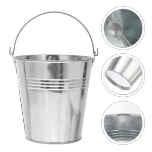 ULTECHNOVO Stainless Steel Ice Bucket with Tong 0. 4L Mini Champagne Bucket Beverage Tub French Fries Bucket Drinks Cooler Snacks Food Container for Home Bar Silver