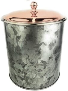 galrose galvanized iron insulated ice bucket – rose gold lid, 2 liter stainless steel double wall 5.5" x 6” rustic wine chiller or champagne bucket. unique 6th iron anniversary or birthday gift