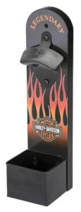 harley-davidson flames wall mount bottle opener, 12 inch height hdl-18584