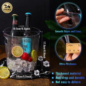 24 Pcs Plastic Ice Buckets for Parties Clear Wine Bucket Round Champagne Bucket Large Wine Cooler Bucket Portable Party Tubs for Drinks Chiller Bin for Beer Bottle with Handles (2.7 L/2.8 Quart)