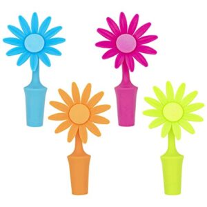 Southern Homewares Flower Bottle Stoppers - 4 Pack - Made of Silicone