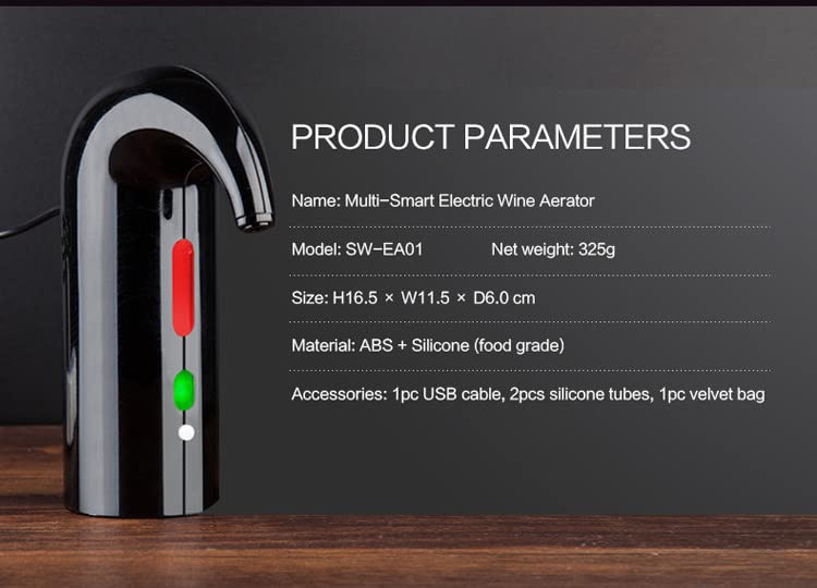 Electric Wine Aerator Pourer and Wine Dispenser Pump with USB Rechargeable Gift (Black)