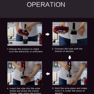 Electric Wine Aerator Pourer and Wine Dispenser Pump with USB Rechargeable Gift (Black)