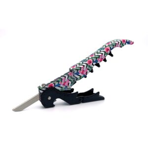pulltap's genuine floral 900 collection corkscrew wine key bottle opener (flower black)