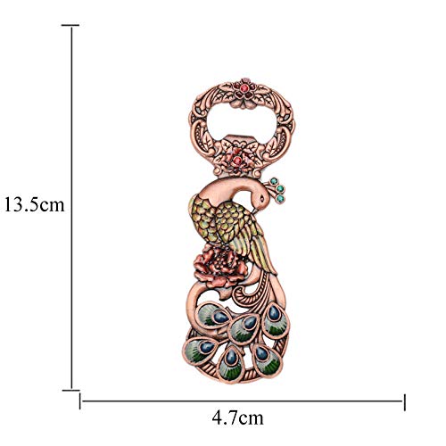 WOIWO 1 PCS European Style Composite Gold Rose Peacock Tin Wine Driver Fashion Creative Magnet Beer Bottle Opener