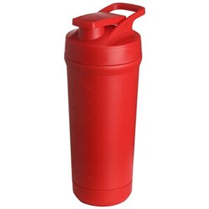 comfyonechp detachable bottom stainless steel water bottle protein mixing shaker tumbler removal ball easy clean leak-proof blender cup 28oz (800ml) for gym (red)