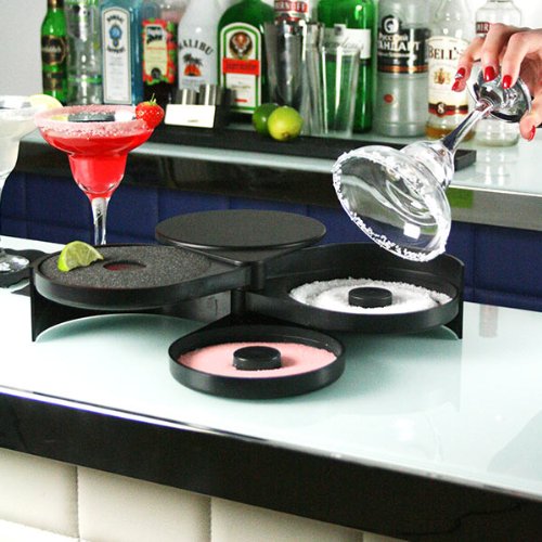 Glass Rimmer/Margarita Salter with 3 Compartments and Sponge, Bar Rimmer for Bloody Mary, Gimlet
