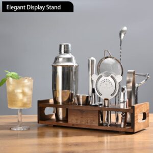 Etens Bartender Kit with Stand and Glass Cocktail Shaker Budnle, 14pc Cocktail Shaker Set and Clear Martini Shaker with Measurement