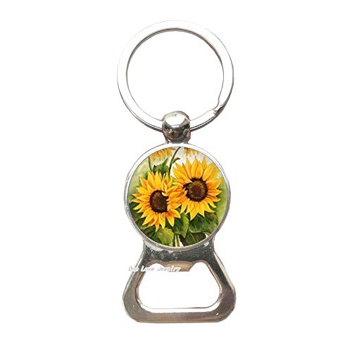 sunflower Key Ring sunflower Bottle Opener Keychain flower Bottle Opener Keychain flower jewelry yellow flowers,TAP044