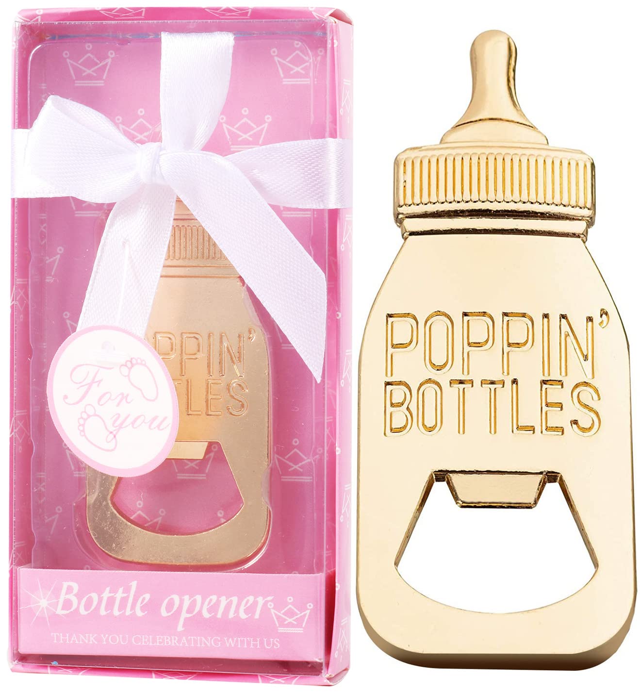 24 pcs Bottle Openers Baby Shower Favors for Guest,Baby Shower Souvenirs/Decorations Supplies , Baby Bottles Openers Baby Shower Party Favor for Girl (Pink, 24)