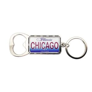 chicago chrome illinois license plate bottle opener keychain