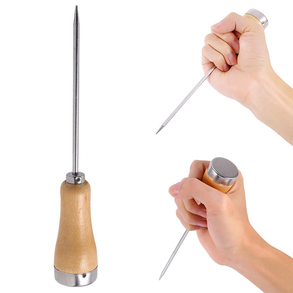 YHCWJZP Ice Pick, Stainless Steel Ice Pick Punch Crusher Icing Breaker Wooden Handle Kitchen Tools Kitchen Supplies