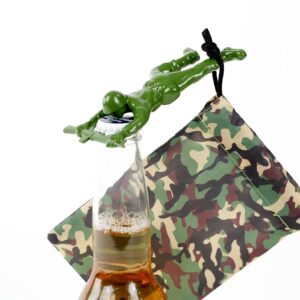 Army Man Bottle Opener. Includes Camouflage Draw String Gift Bag. Solid Die Cast Zinc Alloy Metal. Unique Gifts for Men by Qualitas Products