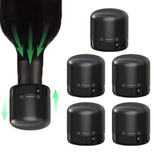 loboo idea silicone wine stoppers for wine bottles, wine saver stoppers (6pcs/box, black)