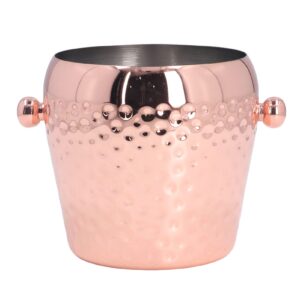 buyweek ice bucket, 1000ml champagne bucket 10.9 x 8.8 x 11.5cm stainless steel wine bucket portable beer chiller bucket for bar party club(rose gold)
