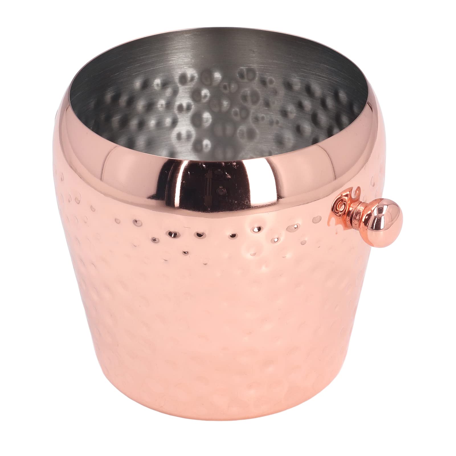 BuyWeek Ice Bucket, 1000ml Champagne Bucket 10.9 x 8.8 x 11.5cm Stainless Steel Wine Bucket Portable Beer Chiller Bucket for Bar Party Club(Rose Gold)