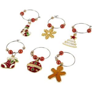 Juvale 12 Piece Christmas Wine Glass Charms, Holiday Drink Markers (2 Inches)