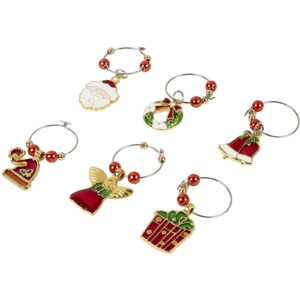 Juvale 12 Piece Christmas Wine Glass Charms, Holiday Drink Markers (2 Inches)