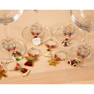 Juvale 12 Piece Christmas Wine Glass Charms, Holiday Drink Markers (2 Inches)