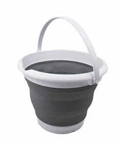 sammart 8.5l (2.2 gallon) collapsible plastic bucket - foldable round tub - portable fishing water pail - space saving outdoor waterpot. size 31cm dia (white/grey, 1)