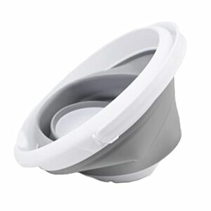 SAMMART 8.5L (2.2 Gallon) Collapsible Plastic Bucket - Foldable Round Tub - Portable Fishing Water Pail - Space Saving Outdoor Waterpot. Size 31cm Dia (White/Grey, 1)