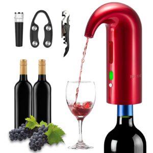 ricank electric wine aerator, electric wine pourer and wine dispenser pump for red and white wine portable one-touch wine decanter multi-smart automatic wine oxidizer rechargeable spout pourer black