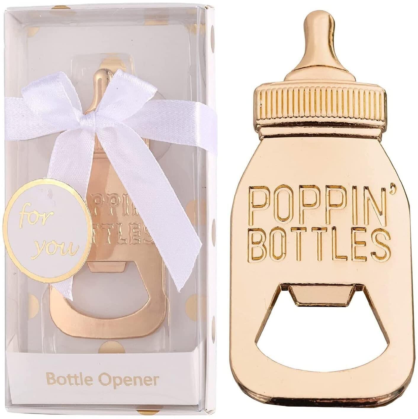 15 Pack Baby Bottle Bottle Openers for Baby Shower Favors Gifts, Baby Shower Decorations Souvenirs, Poppin Bottles Openers for Guests Gender Reveal Party Favors (White, 15)