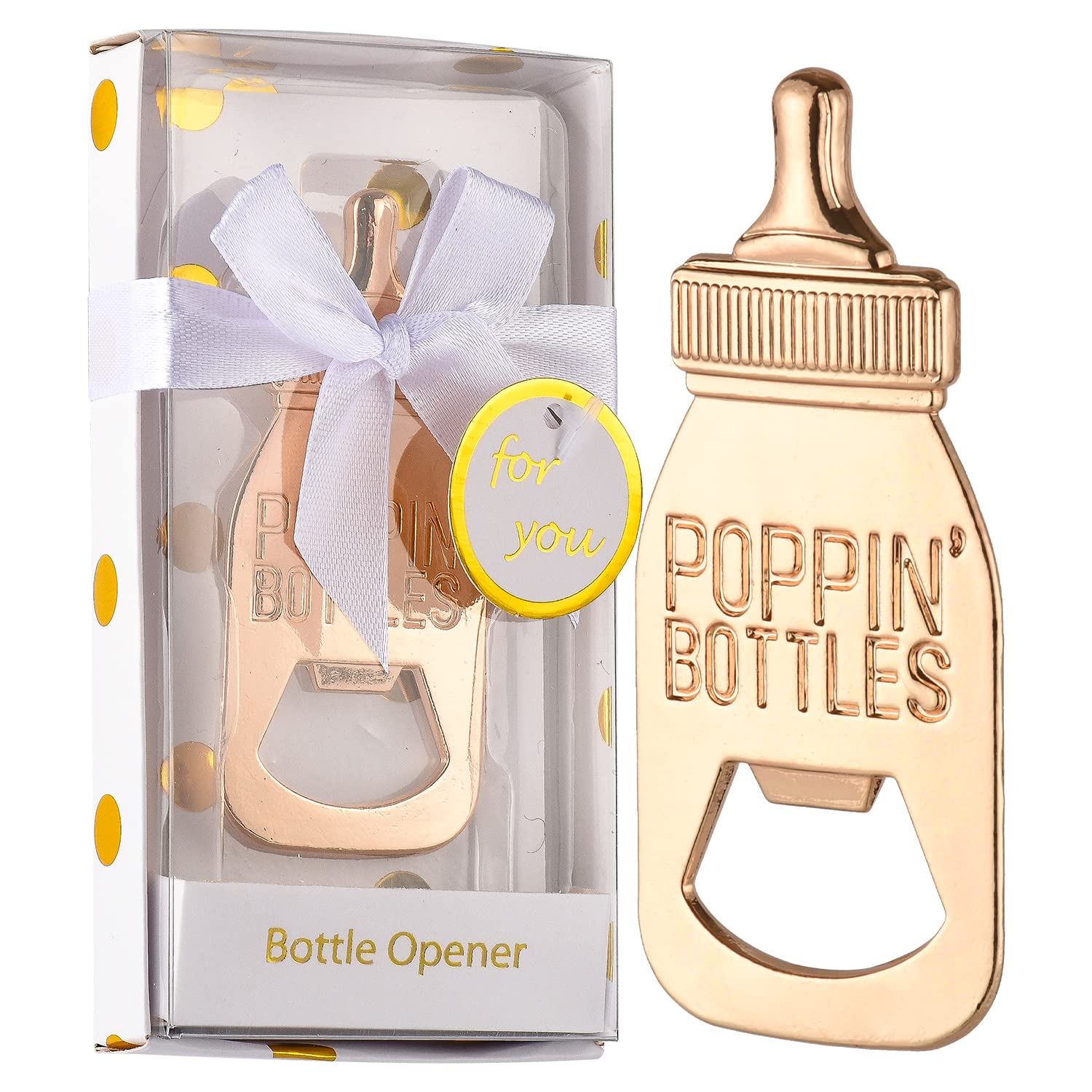 15 Pack Baby Bottle Bottle Openers for Baby Shower Favors Gifts, Baby Shower Decorations Souvenirs, Poppin Bottles Openers for Guests Gender Reveal Party Favors (White, 15)