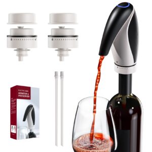 kiekro 2 in 1 electric wine aerator, rechargeable wine dispenser pump, electric wine dispenser, one-touch wine pourer, suitable for families, travel, parties, bars,etc (black)