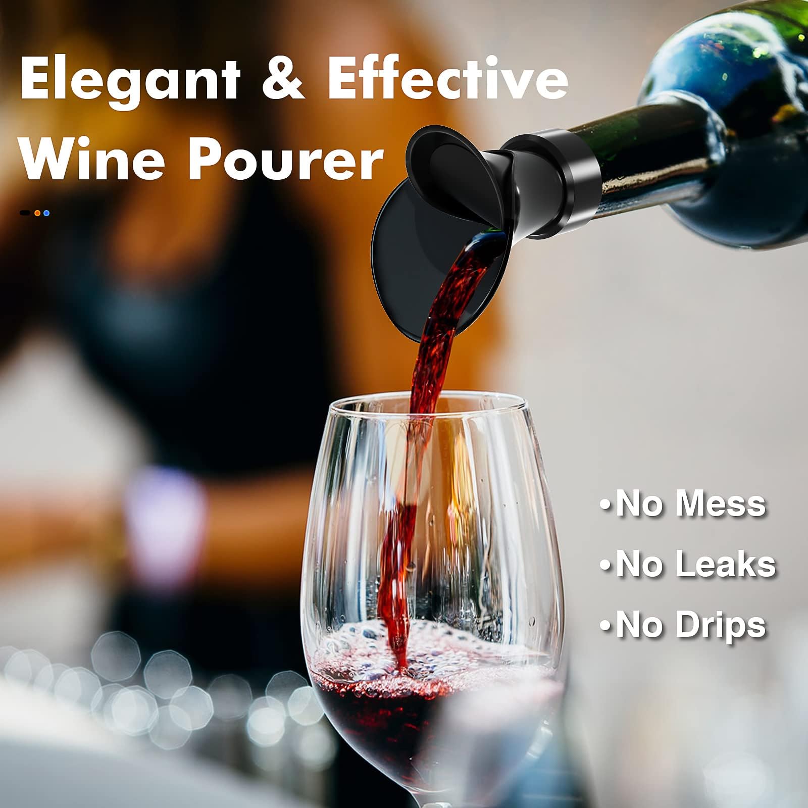 2 In 1 Red Wine Pourer&Stopper,Petal Red Wine Stopper,Flower Shape Pouring Decanter Silicone Wine Keep Fresh Seal Bottle Stopper,Champagne Sealed Bottle Cap Stopper Leak-proof