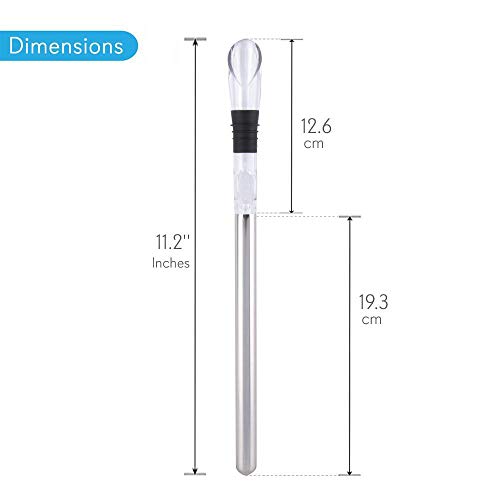 NutriChef PWCHLR10 Wine Bottle Chiller Rod-Stainless Steel Acrylic Beverage Chilling Aerating Pourer Metal Wand with Rubber Stopper, 0, White