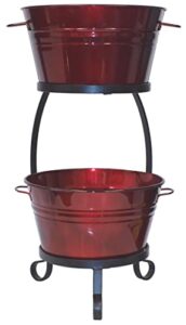 hit 8020e ga galvanized heavy gauge steel beverage tub with iron stand, 13.5 by 30-inch, glazed apple