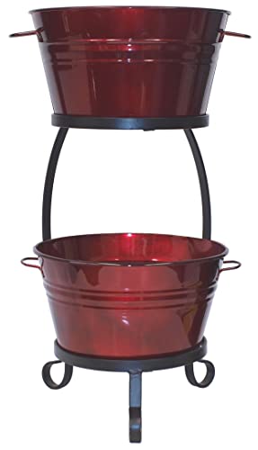 HIT 8020E GA Galvanized Heavy Gauge Steel Beverage Tub with Iron Stand, 13.5 by 30-Inch, Glazed Apple