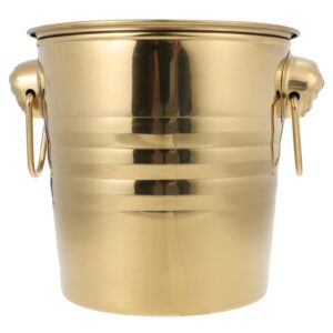 Metal Ice Bucket, Stainless-Steel Beverage Tub with Handles, Hammered Stainless Steel Champagne Service Bucket, Beverage Cooler for Parties Wedding