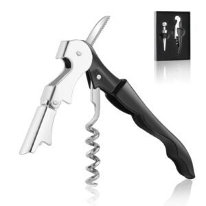 starvion waiters corkscrew,3 in 1 wine opener, bottle opener and foil cutter, thickened wine corkscrew and stainless steel stopper packed in beautiful gift box