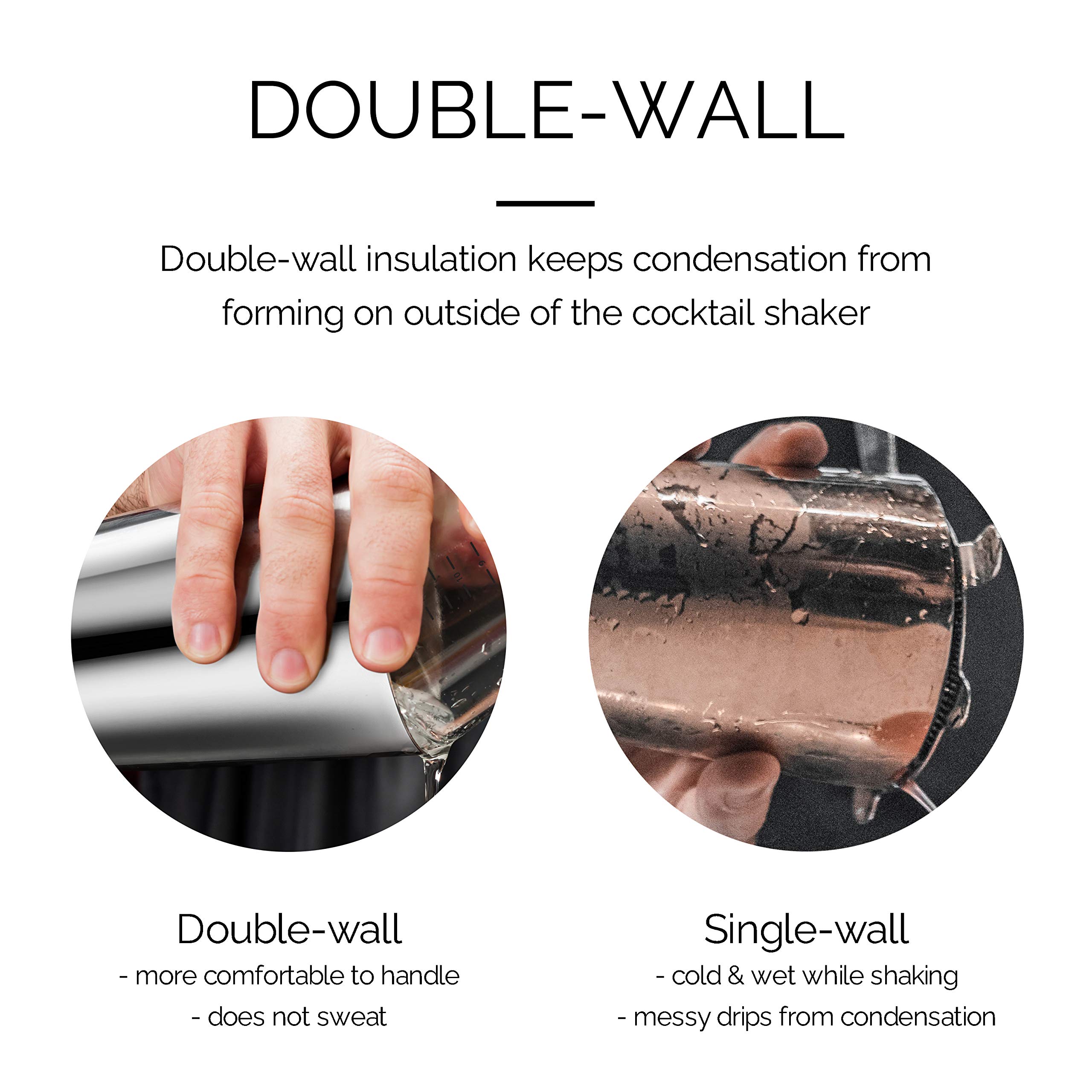 Final Touch Double Wall Boston Shaker with Silicone Seal and Ounce/Milliliter Measurements (FTA1852)