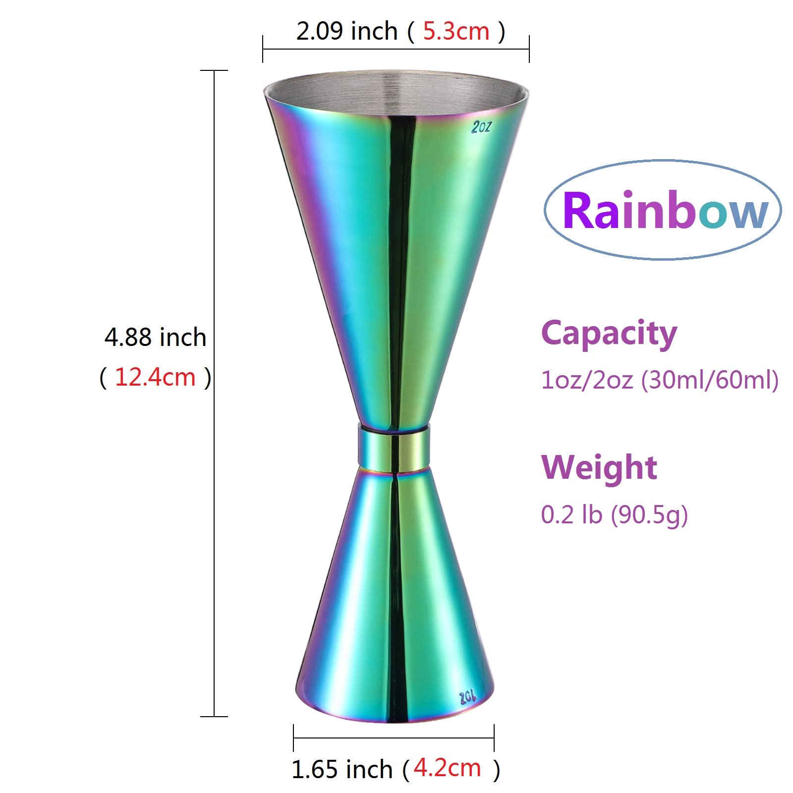 Jigger 2oz 1oz (60ml/30ml),Finished Japanese Jigger with Measurements Inside,cocktail measuring cup jigger for bartending