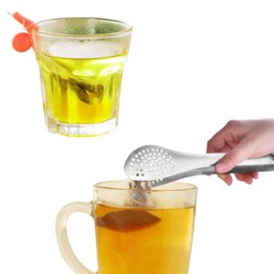 15 Pcs Snail Shape Silicone Tea Bag Holder with 2 Pcs Stainless Steel Tea Bag Squeezer Sugar Tongs, SourceTon Mug Candy Colors Tea Bag Holder Drink Marks & Tea Bag Tongs Strainer Grip