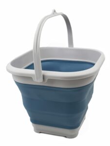 sammart 5.5l (1.4 gallon) collapsible square handy bucket/foldable squarewater pail/portable tub with handle. (grey/steel blue, 1)