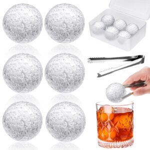 6 pcs golf ball whiskey chillers whiskey ball father's day gifts for men glass whiskey rocks balls reusable ice cubes chilling rocks with tong and box glass bourbon rocks for husband dad brother