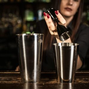 BARIANTTE Black Cocktail Jigger for Bartending, Double Jigger 2 oz 1 oz, Cocktail Measuring Cup Shot Measure Jigger, Bar Japanese Jigger with Measurements Inside, Liquor Measuring Jigger