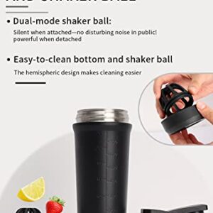 ComfyoneCHP Detachable Bottom Stainless Steel Water Bottle Cup Protein Mixing Shaker Tumbler Removal Ball and Bottom Easy Clean Leak-Proof Blender Cup 28oz (800ml) for Gym (Navy Blue)