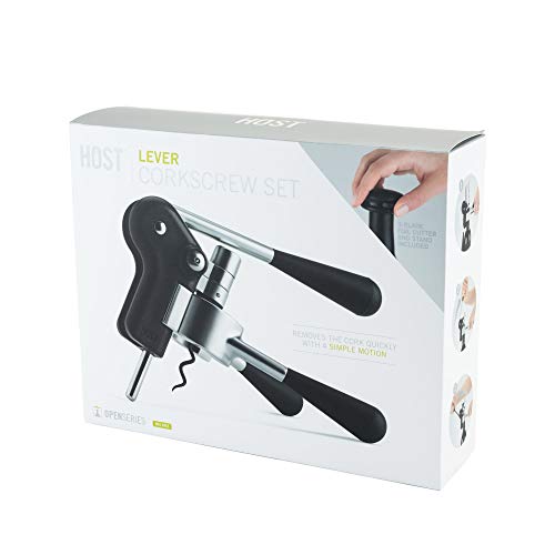 HOST Lever Corkscrew, Soft Touch Handles, 3 Blade Foil Cutter